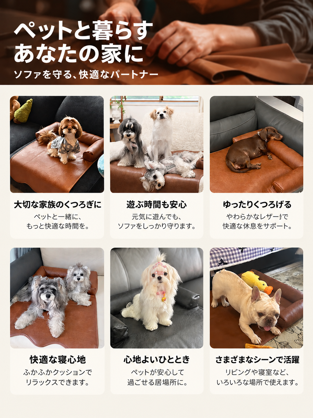 ソファを守る 愛犬用レザー調ソファマット